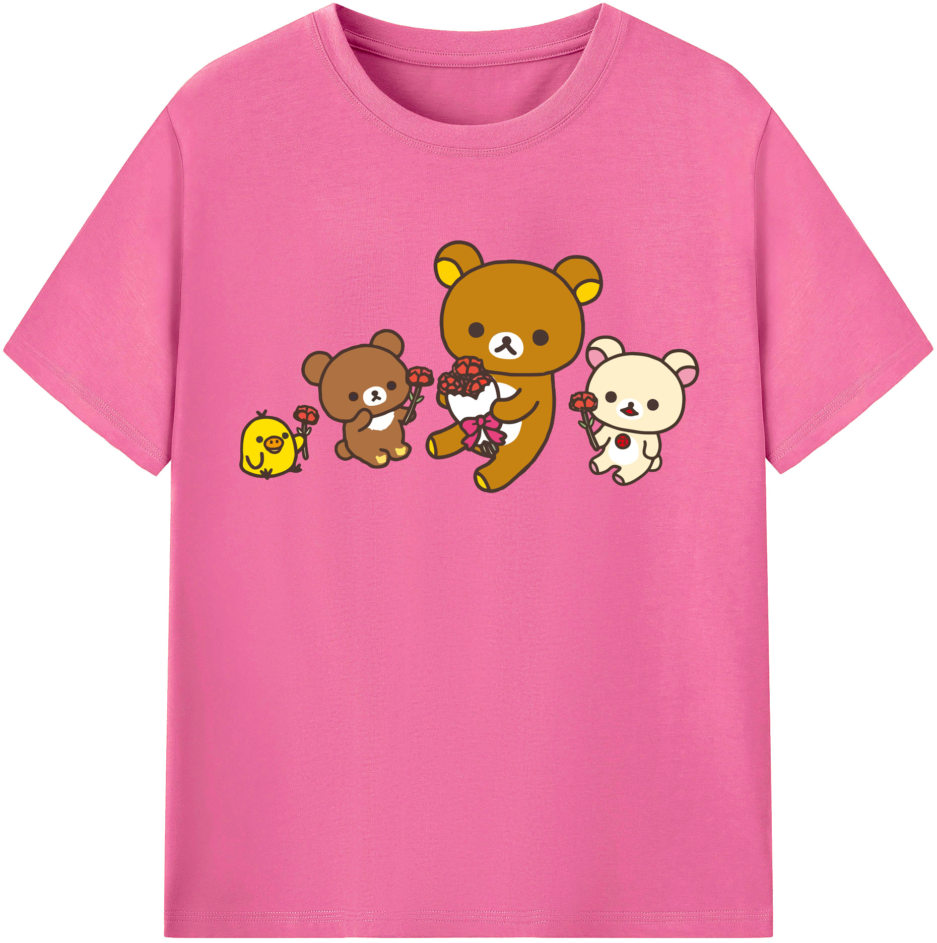 （画像用） リラックマ リラックマ キイロイトリ Rilakkuma Korilakkuma Kiiroitori レディースカジュアルプリントTシャツ（綿100％）
